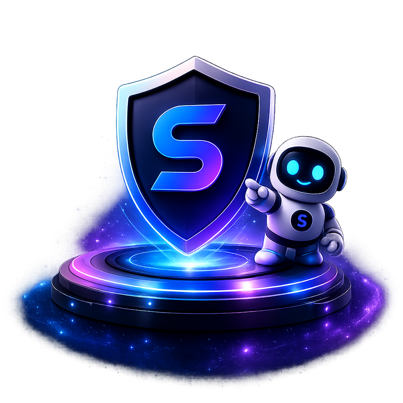 ScamSplain shield and mascot
